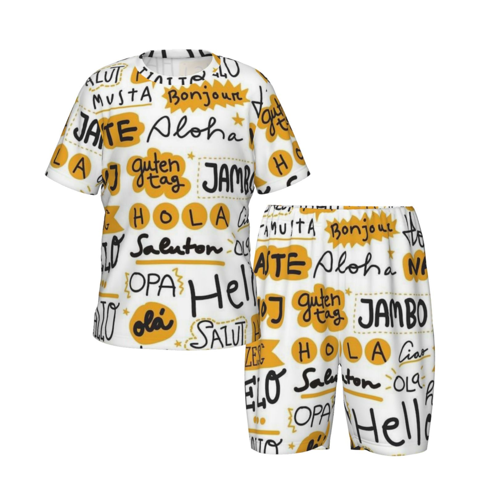 Children’s short-sleeved round neck pajama set