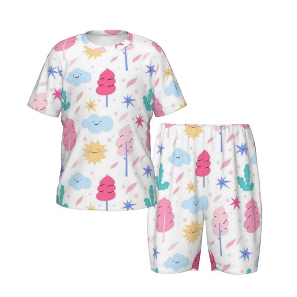 Children's short-sleeved round neck pajama set