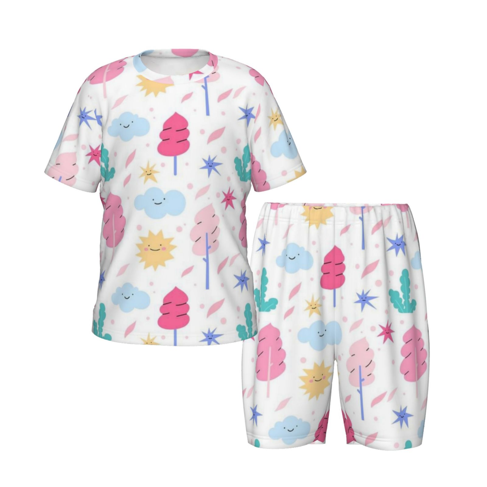 Children’s short-sleeved round neck pajama set