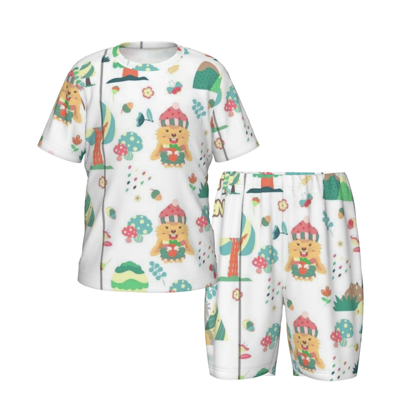 Children’s short-sleeved round neck pajama set